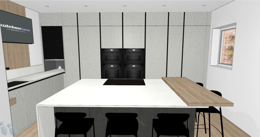 Bespoke kitchen island installation, Kitchen subfloor leveling, Professional kitchen renovation. Leighton Buzzard, High-end kitchen renovation Bedfordshire